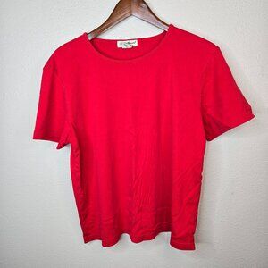 90s Eddie Bauer Women's Red Tee 100% Cotton